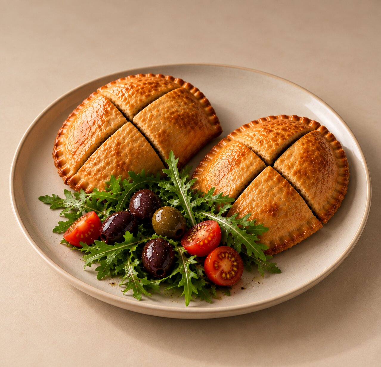 Golden savory empanada served at The Library Coffee House